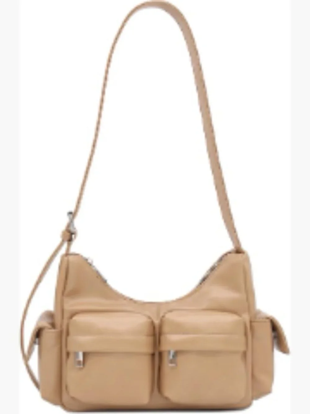 Glossy PU Leather Multi Pocket Shoulder Bag | Faux Leather Hobo